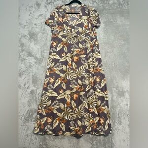 Hopely Maxi Dress Women’s Large Cap Sleeve Purple Floral Hawaiian Tropical